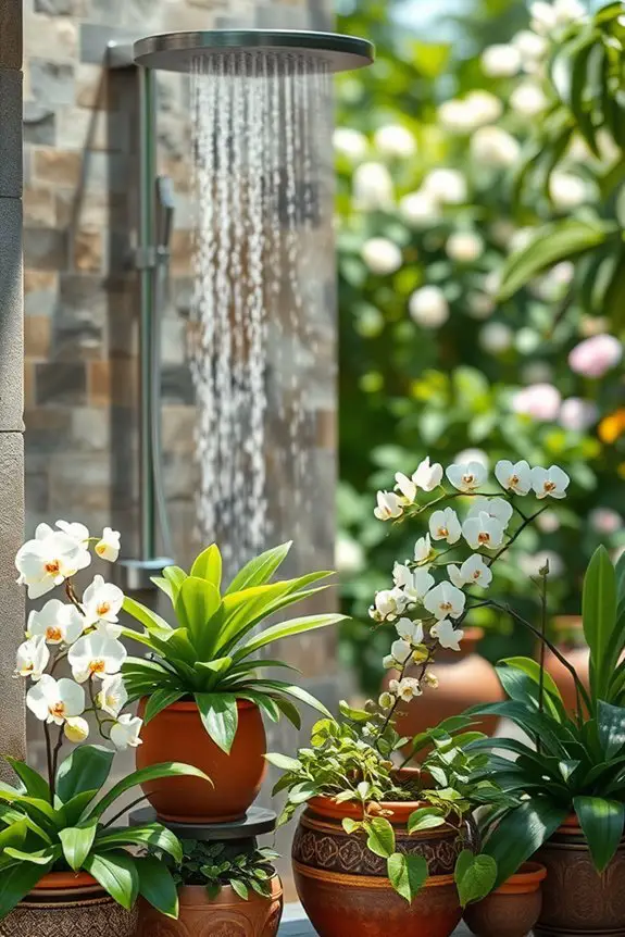 lush outdoor shower oasis