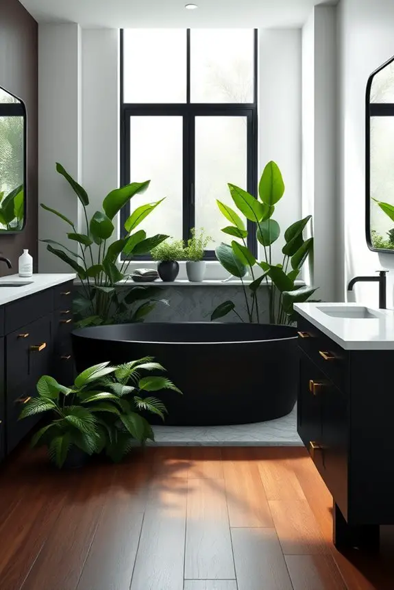 lush plants dark fixtures
