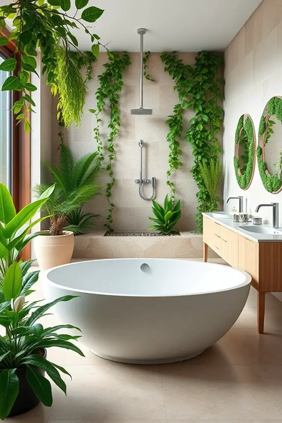 lush tropical bathroom oasis