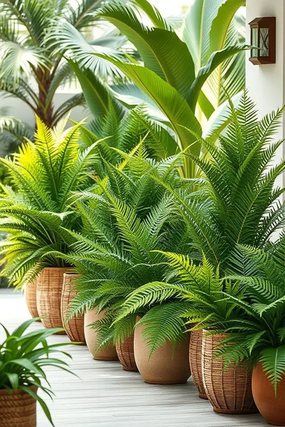 lush tropical faux ferns