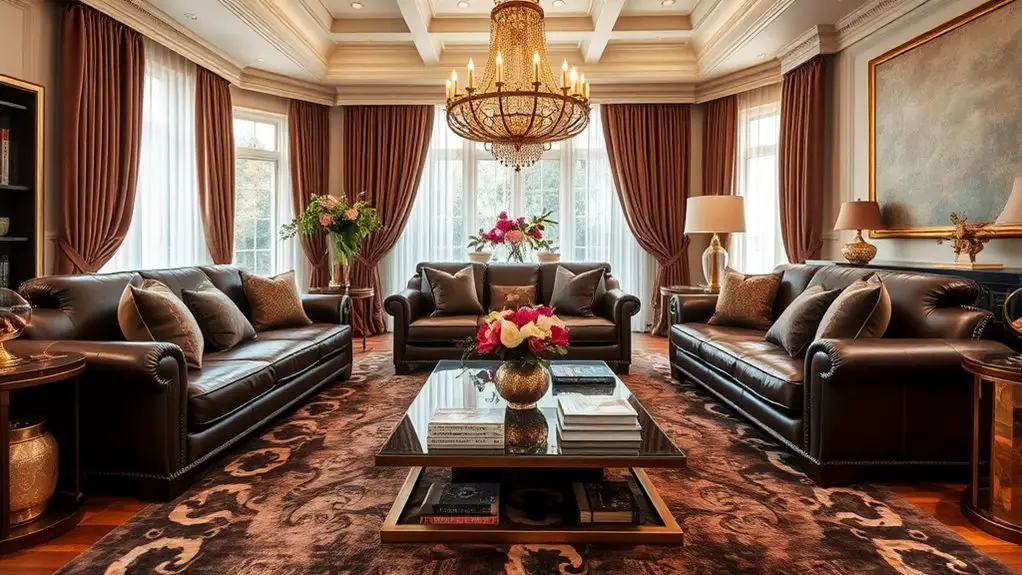luxe brown and gold interiors