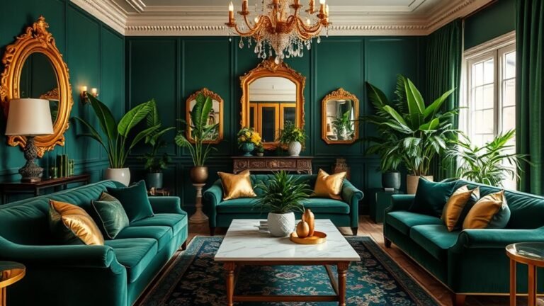 luxe green and gold decor