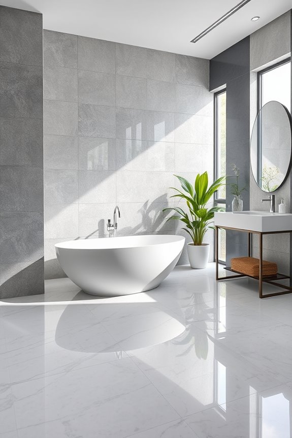 luxe shimmering gray tiles