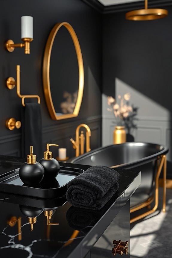 luxurious black and gold accessories
