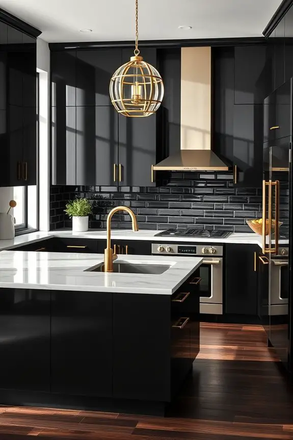 luxurious black and gold kitchen