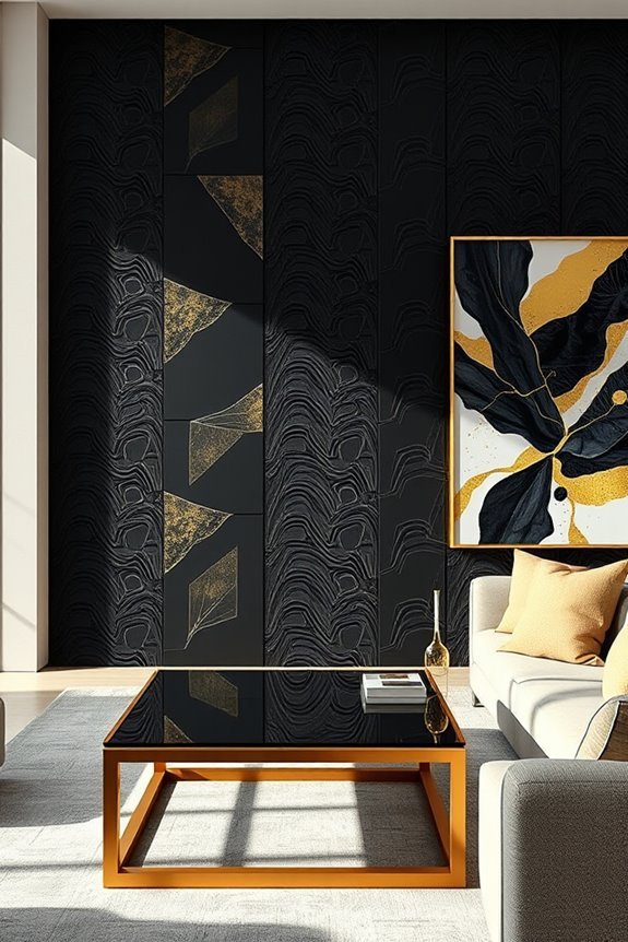 luxurious black and gold panels