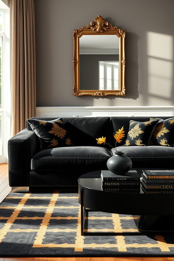 luxurious black and gold textiles