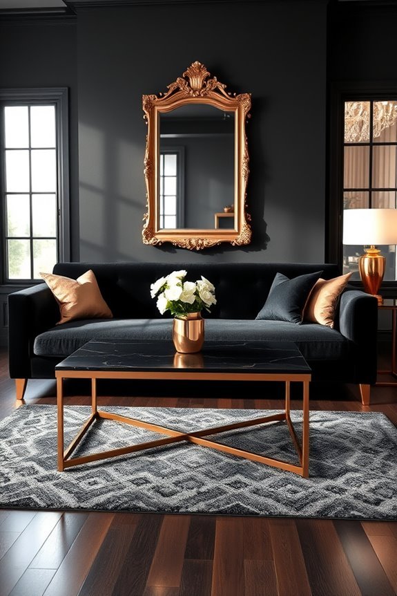 luxurious black and rose gold
