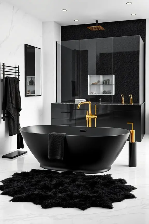 luxurious black bathroom textiles