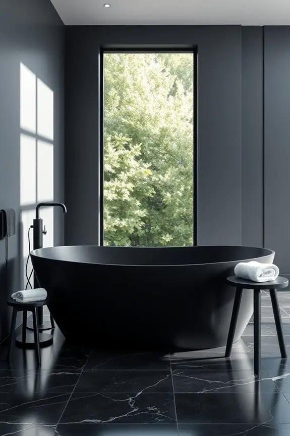 luxurious black bathtub surrounds