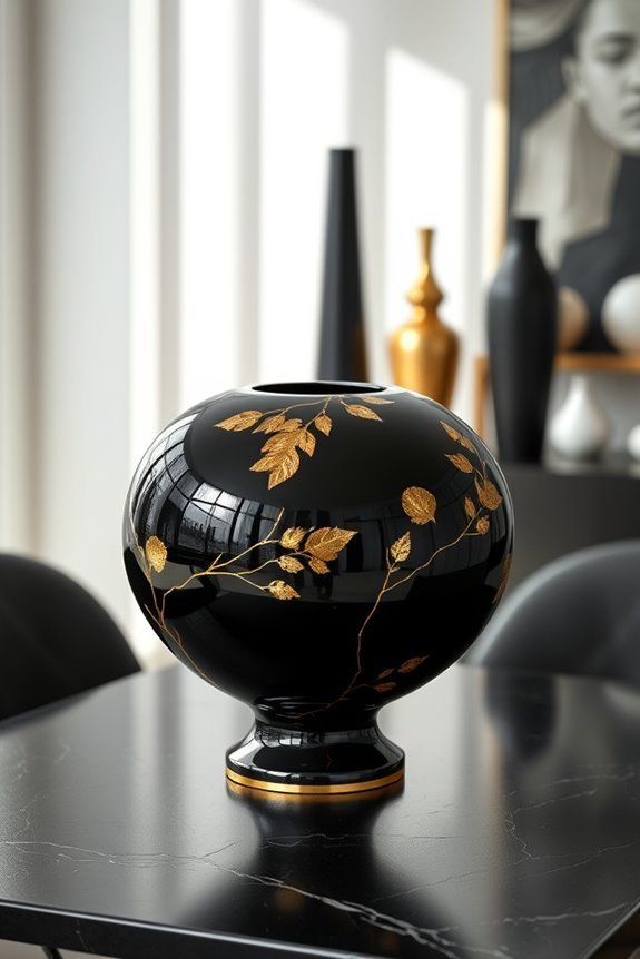 luxurious black gold centerpieces