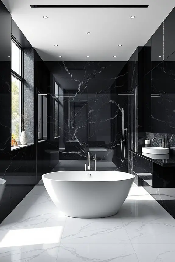 luxurious black marble cladding