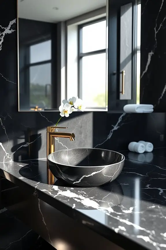 luxurious black marble sinks