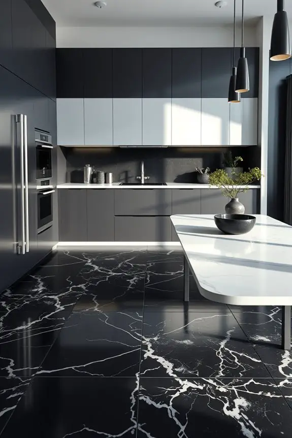 luxurious black marble tiles