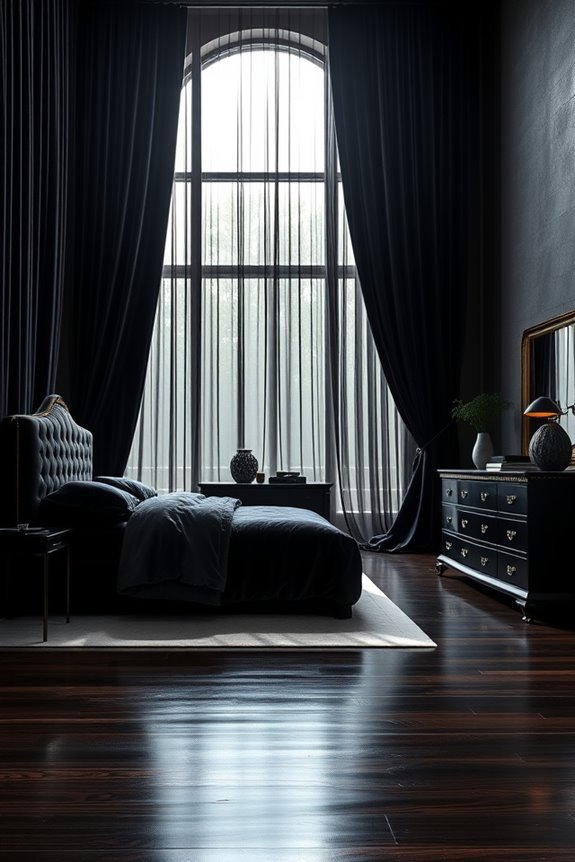 luxurious black velvet curtains
