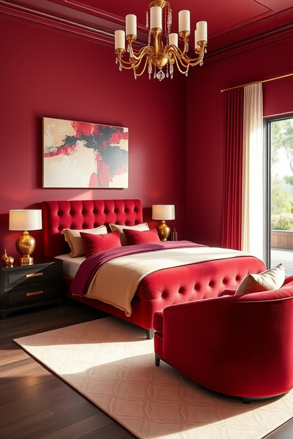 luxurious burgundy bedroom design