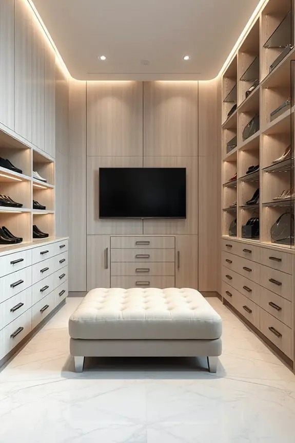 luxurious closet with entertainment