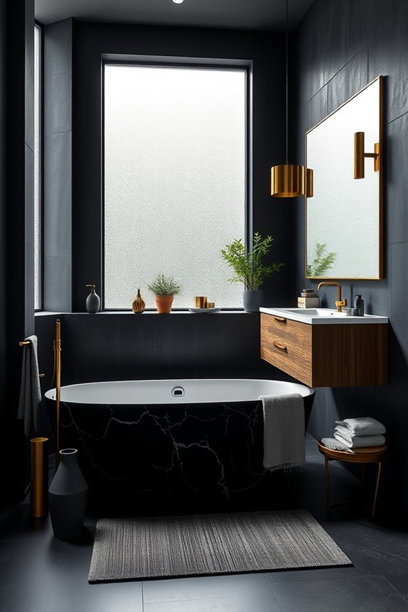 luxurious dark bathroom retreat