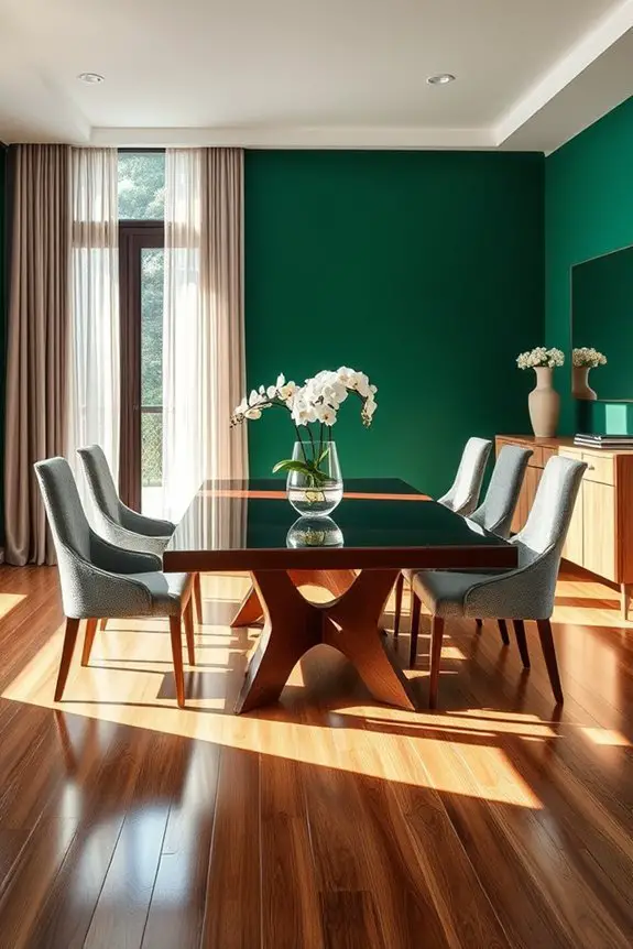 luxurious dark emerald dining