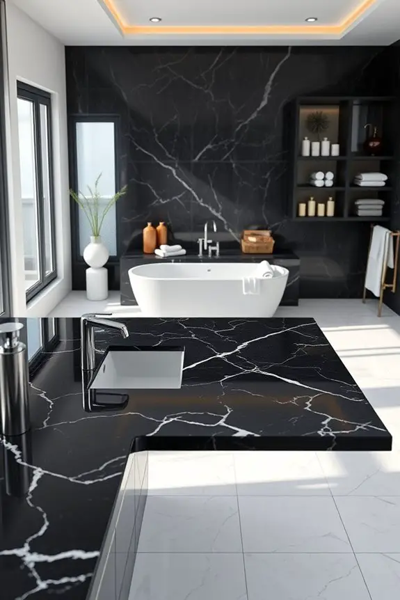 luxurious dark marble countertops