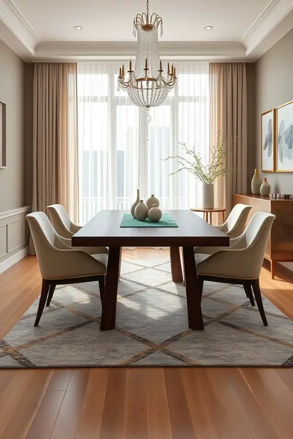 luxurious fabrics enhance dining