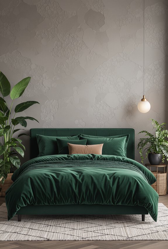 luxurious forest toned velvet bedding