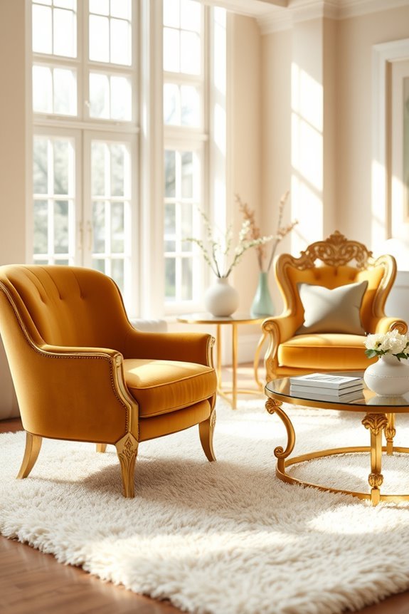 luxurious gold accent chairs