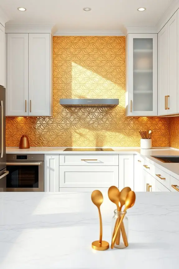 luxurious gold backsplash design