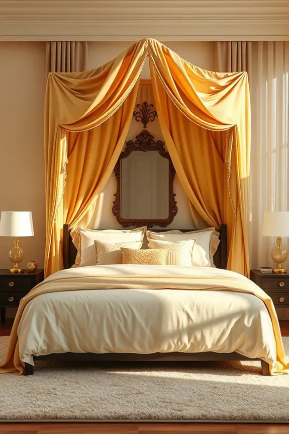 luxurious gold bed canopy