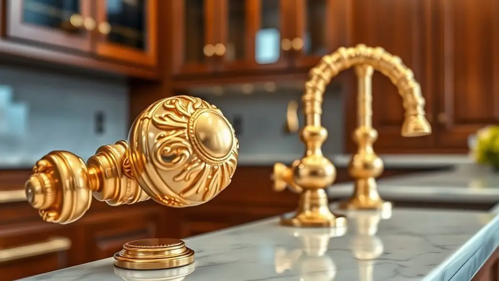 luxurious gold kitchen accents