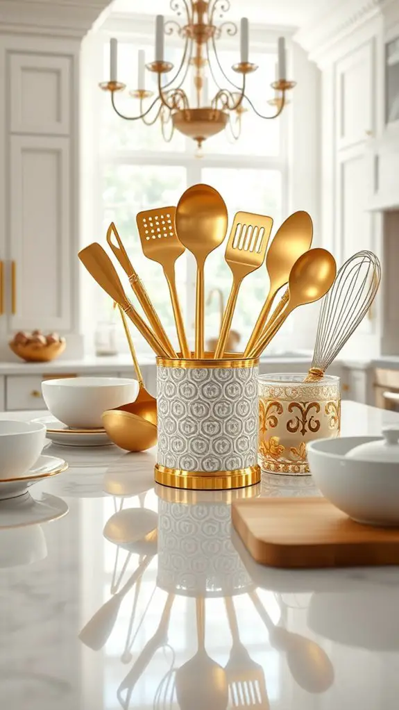 luxurious gold kitchen utensils