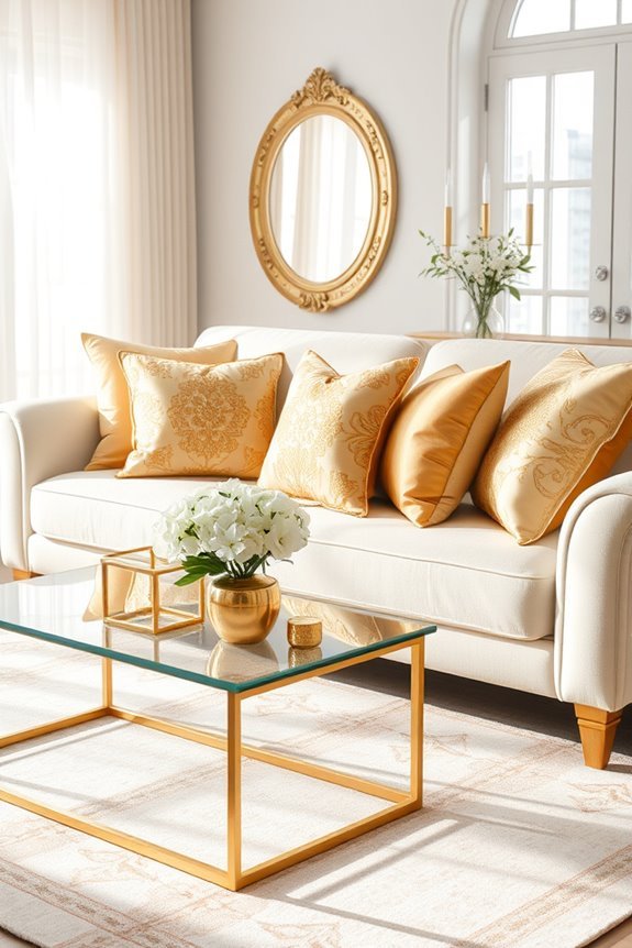 luxurious gold throw pillows