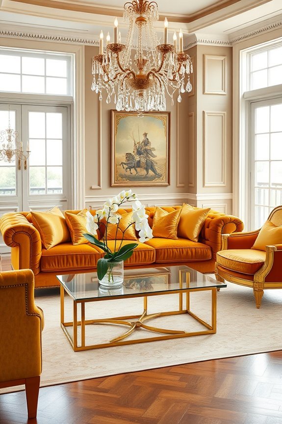 luxurious gold upholstered furniture