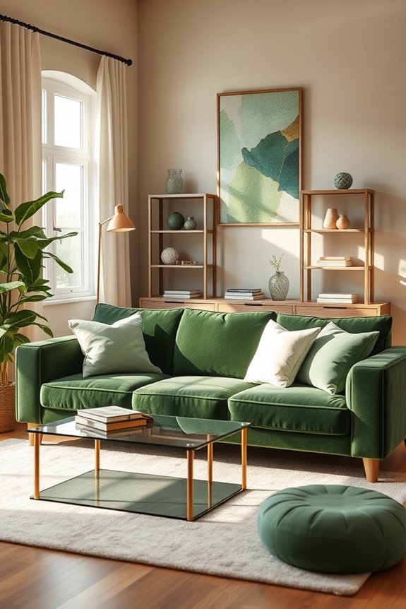 luxurious green velvet accents