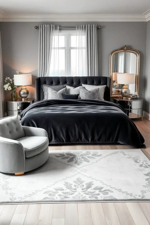 luxurious grey velvet accents