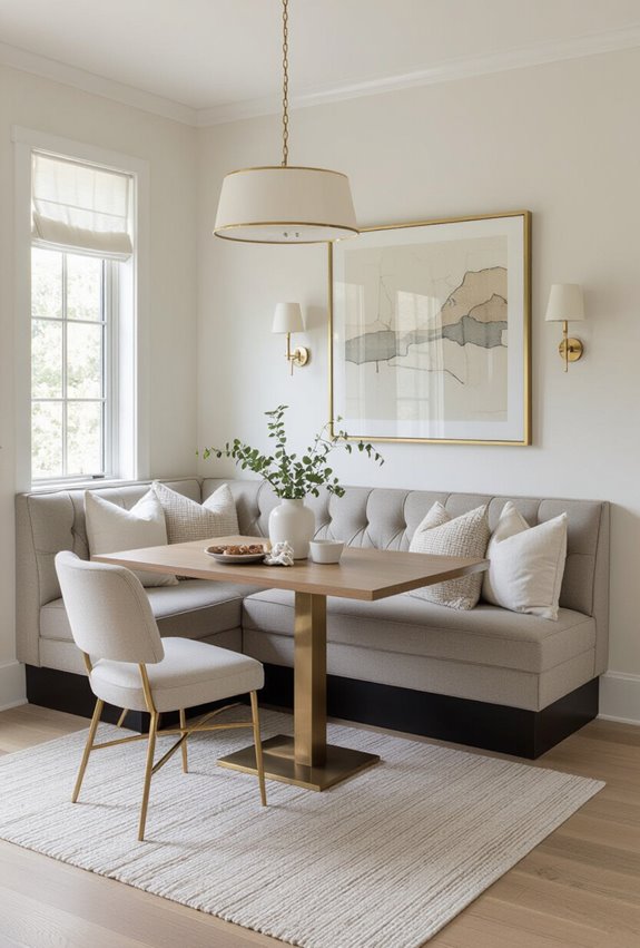 luxurious leather banquette with storage