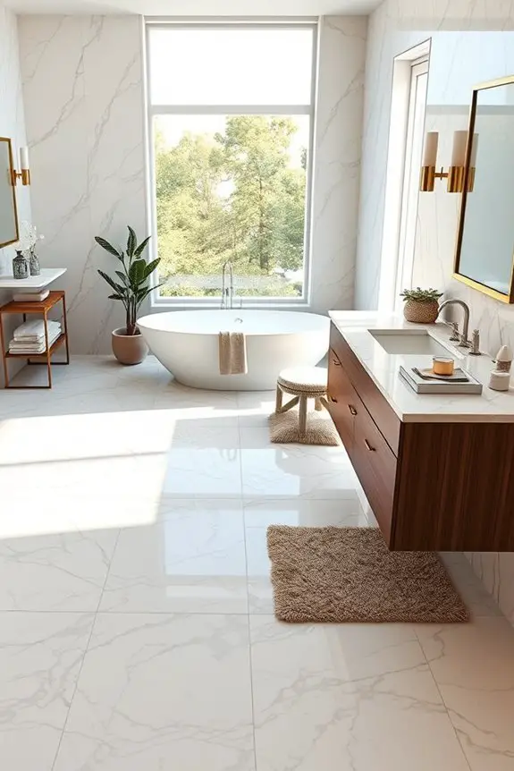 luxurious marble bathroom flooring