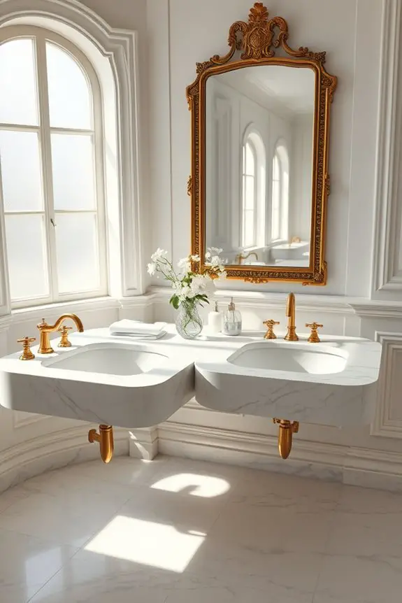 luxurious marble double sinks