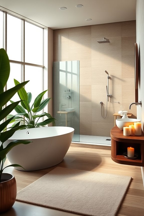 luxurious spa like bathroom features