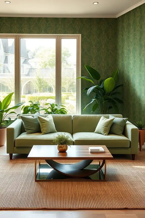 luxurious textured green wallpaper