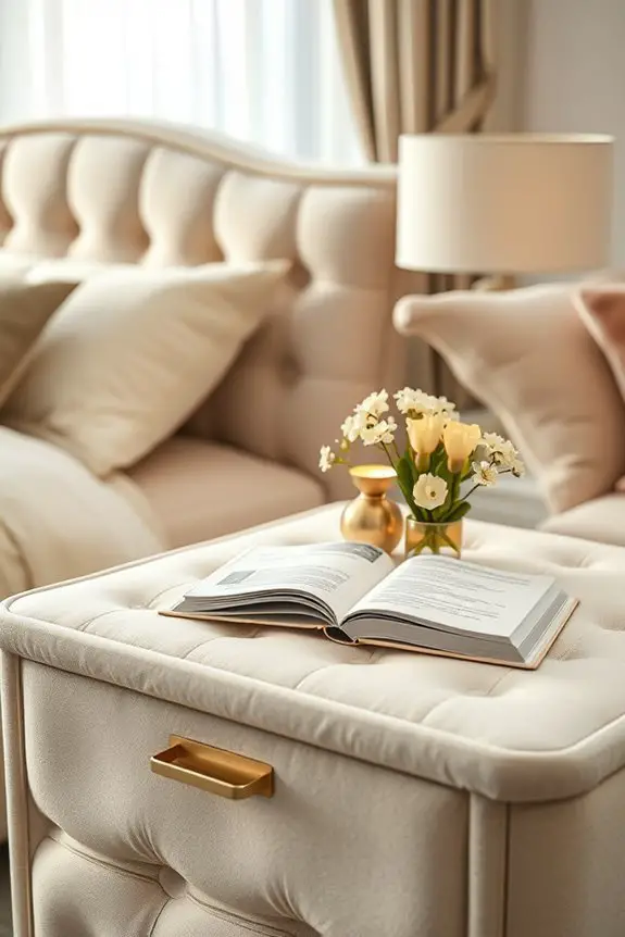 luxurious upholstered bedside table