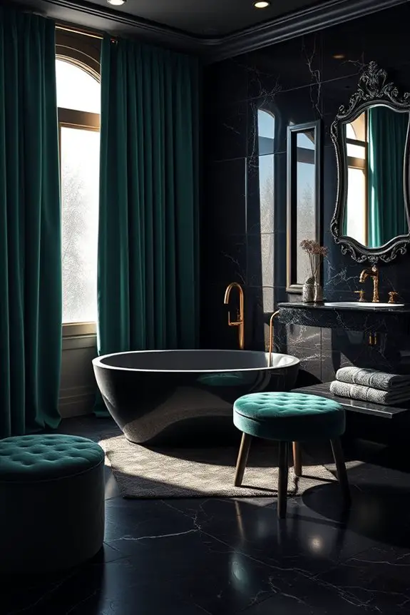 luxurious velvet bathroom accents
