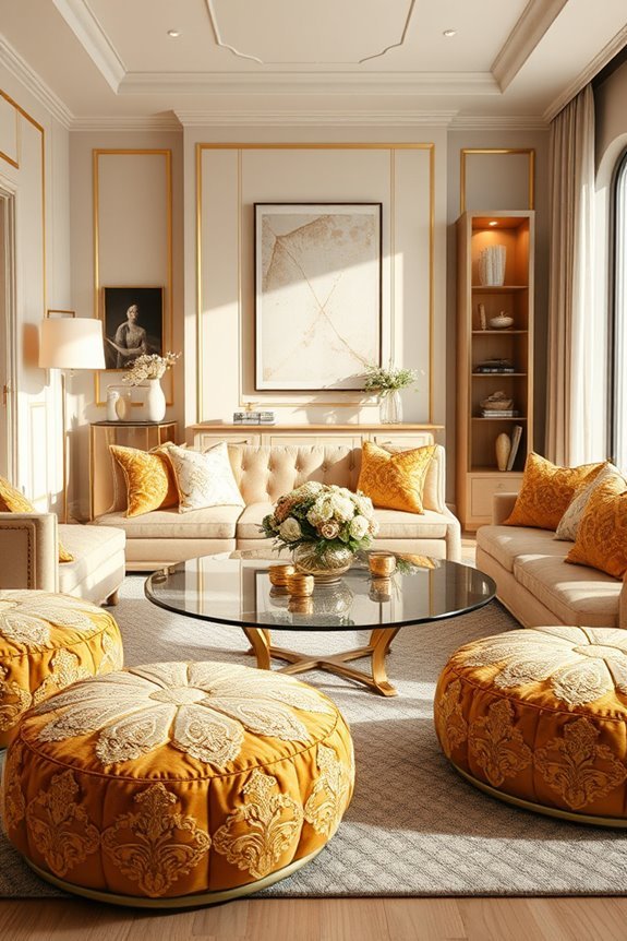 luxurious versatile gold poufs