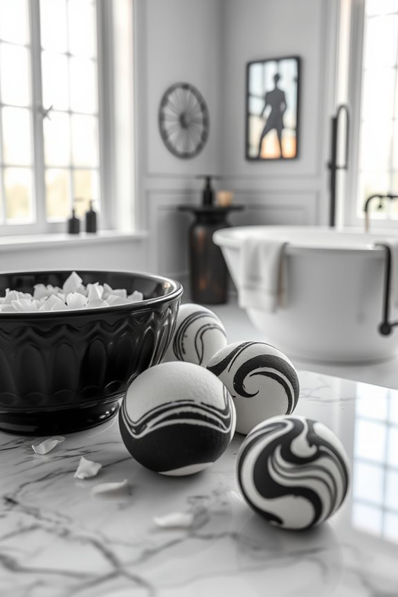 luxury black and white bath bombs