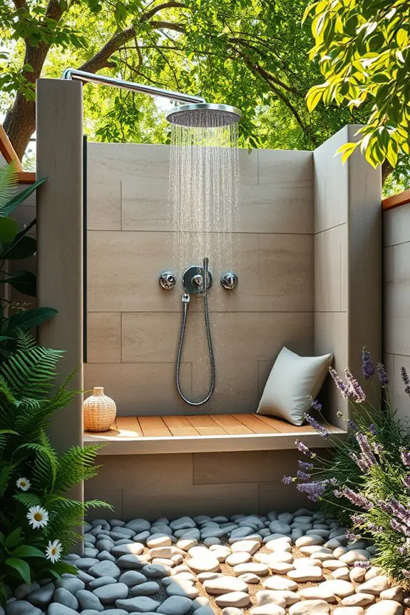 luxury outdoor shower seating