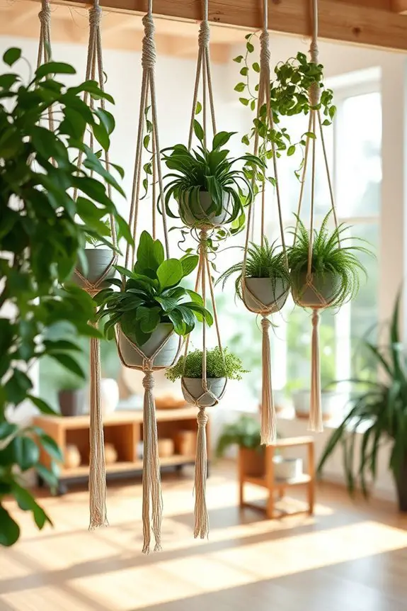 macram hangers enhance greenery