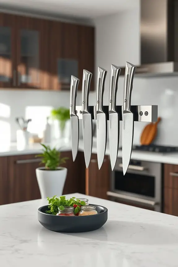 magnetic strips enhance kitchen organization