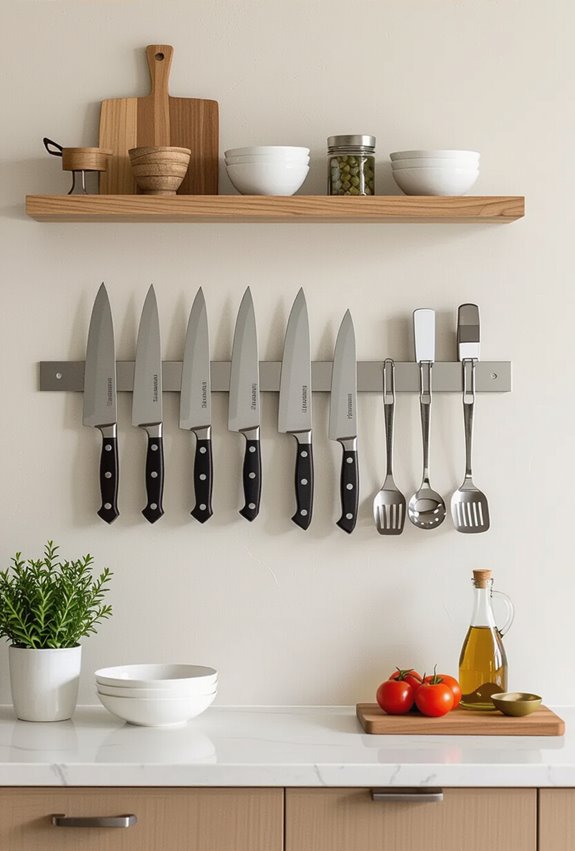 magnetic wall mounted knife organization