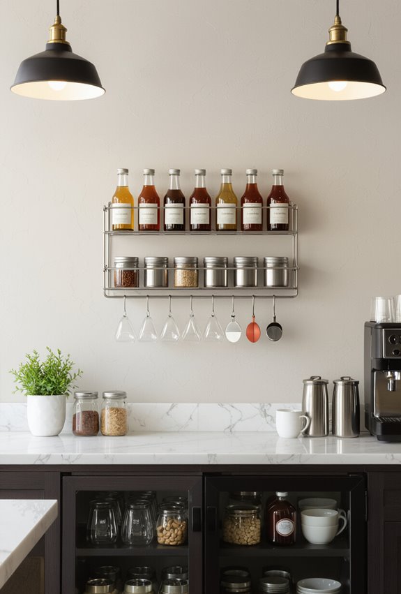 magnetic wall mounted syrup organization