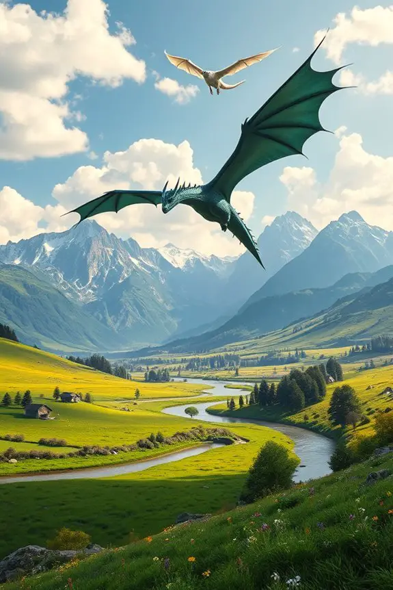 majestic dragons and landscapes